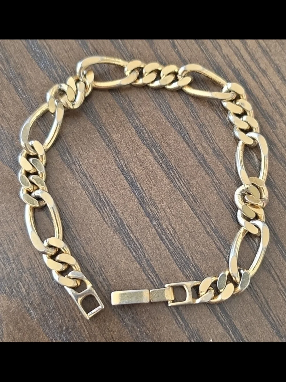 Men's Gold Toned Figaro Chain Bracelet Polished Gold Men's Jewelry